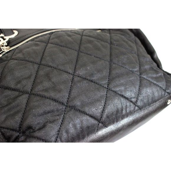 Chanel Paris Biarritz MM Shoulder Bag Black Cocomark Satin - Picture 6 of 12